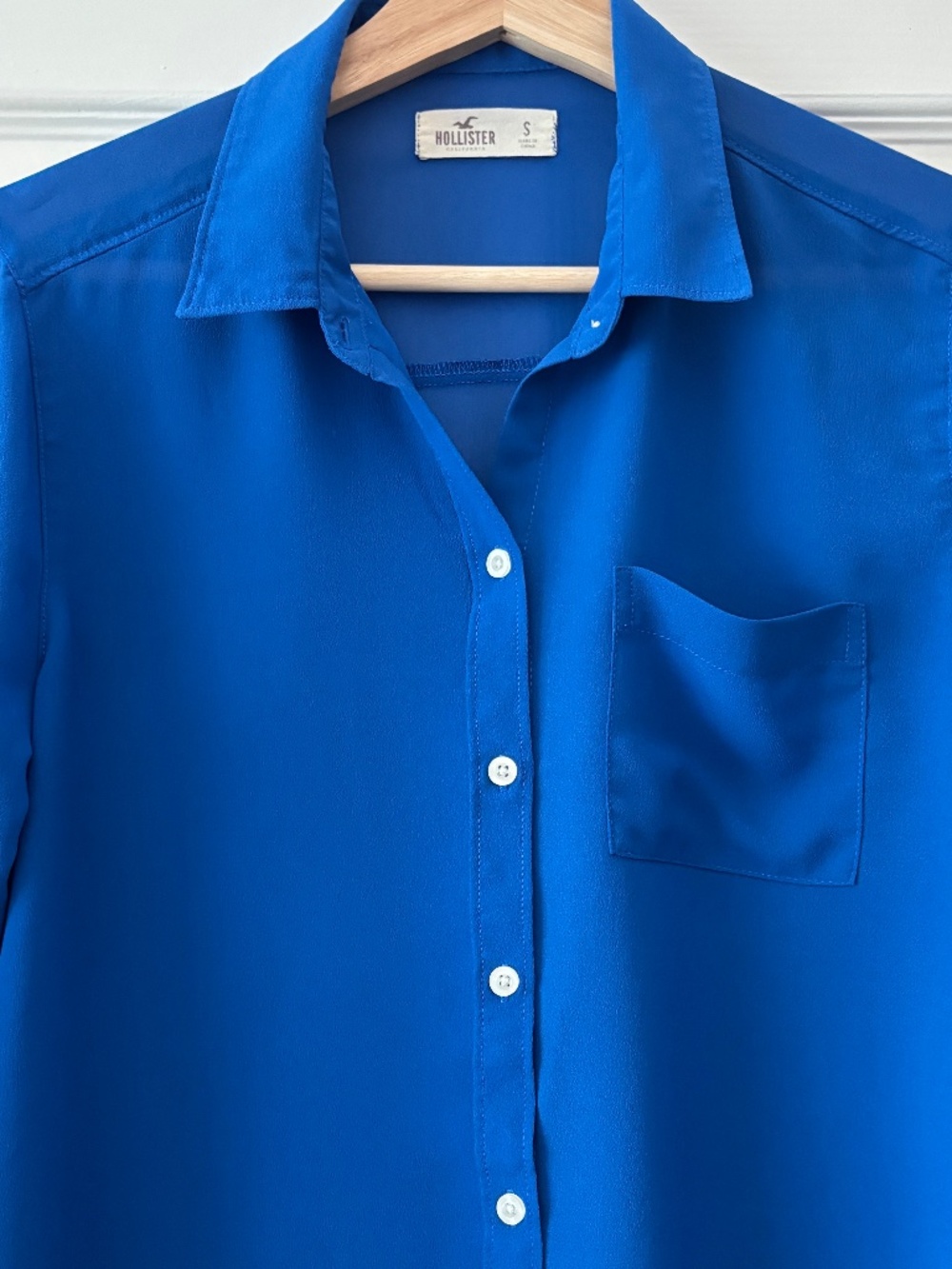Hollister Chiffon Button-up Blouse - Blue Size S - Picture 5 of 12
